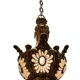Vintage Bronze & Crystal Beaded Chandelier, 1950s