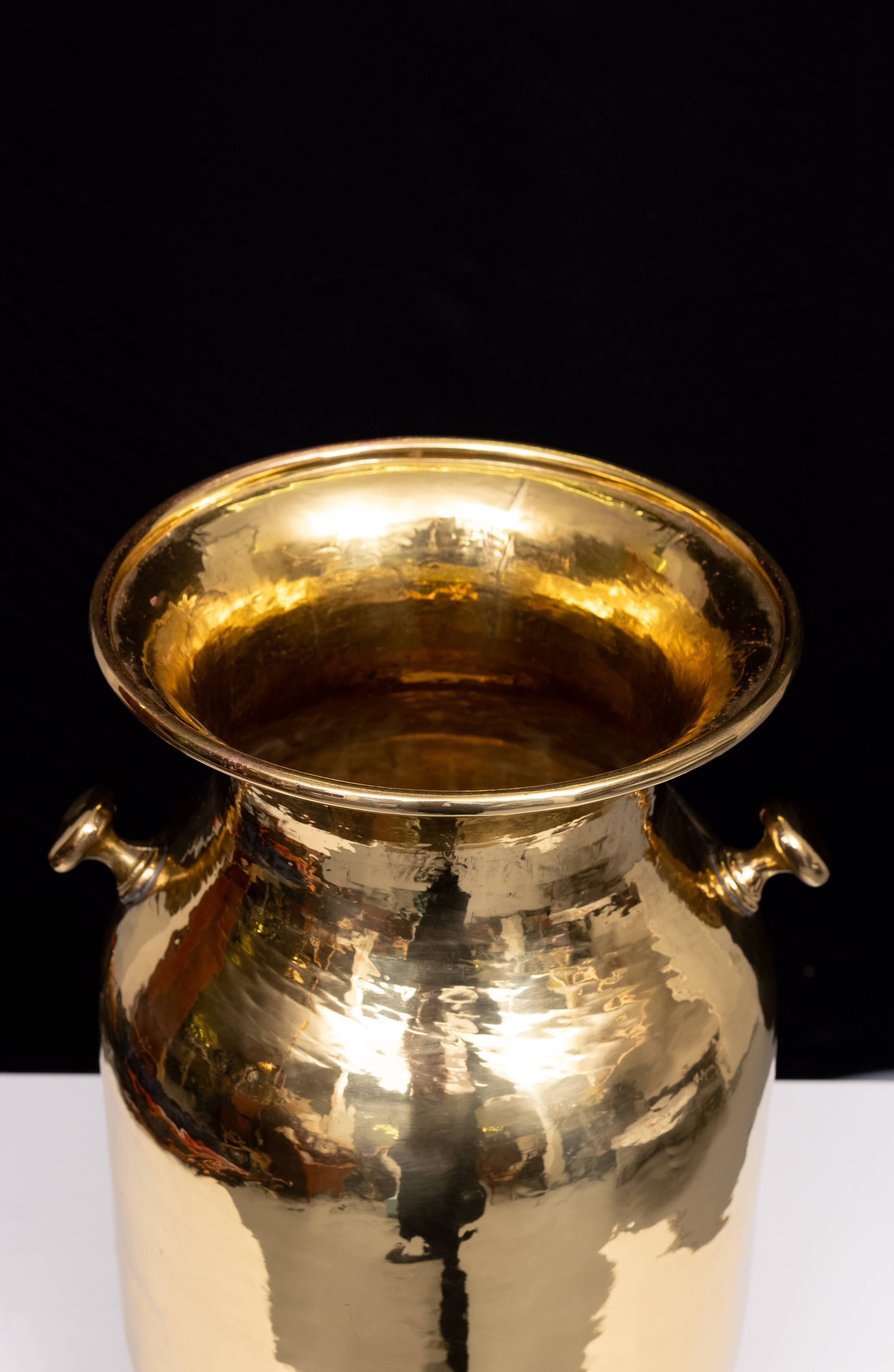 Handmade brass umbrella stand by samex italy 1970s