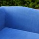 Grande méridienne vintage bleu cobalt en tissu et bois – chaise longue 190