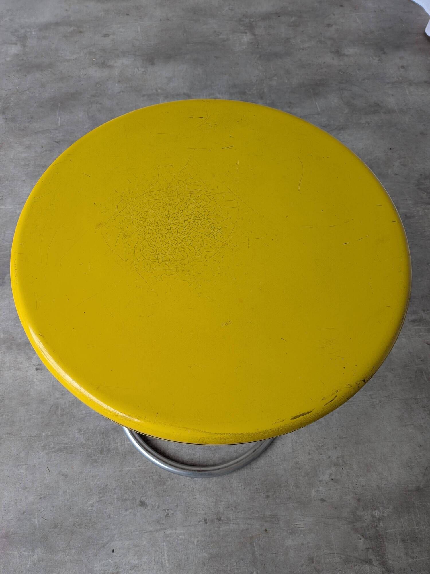 Vintage Yellow Bar Table: Chrome Bauhaus Style, 1970s High Coffee Table