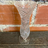 Vintage 1970s Cut Crystal Bohemian Vase #C866