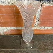 Vintage 1970s Cut Crystal Bohemian Vase #C866
