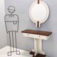 Postmodern Ivory Lacquered Walnut Wall Mirror and Console Table, Italy