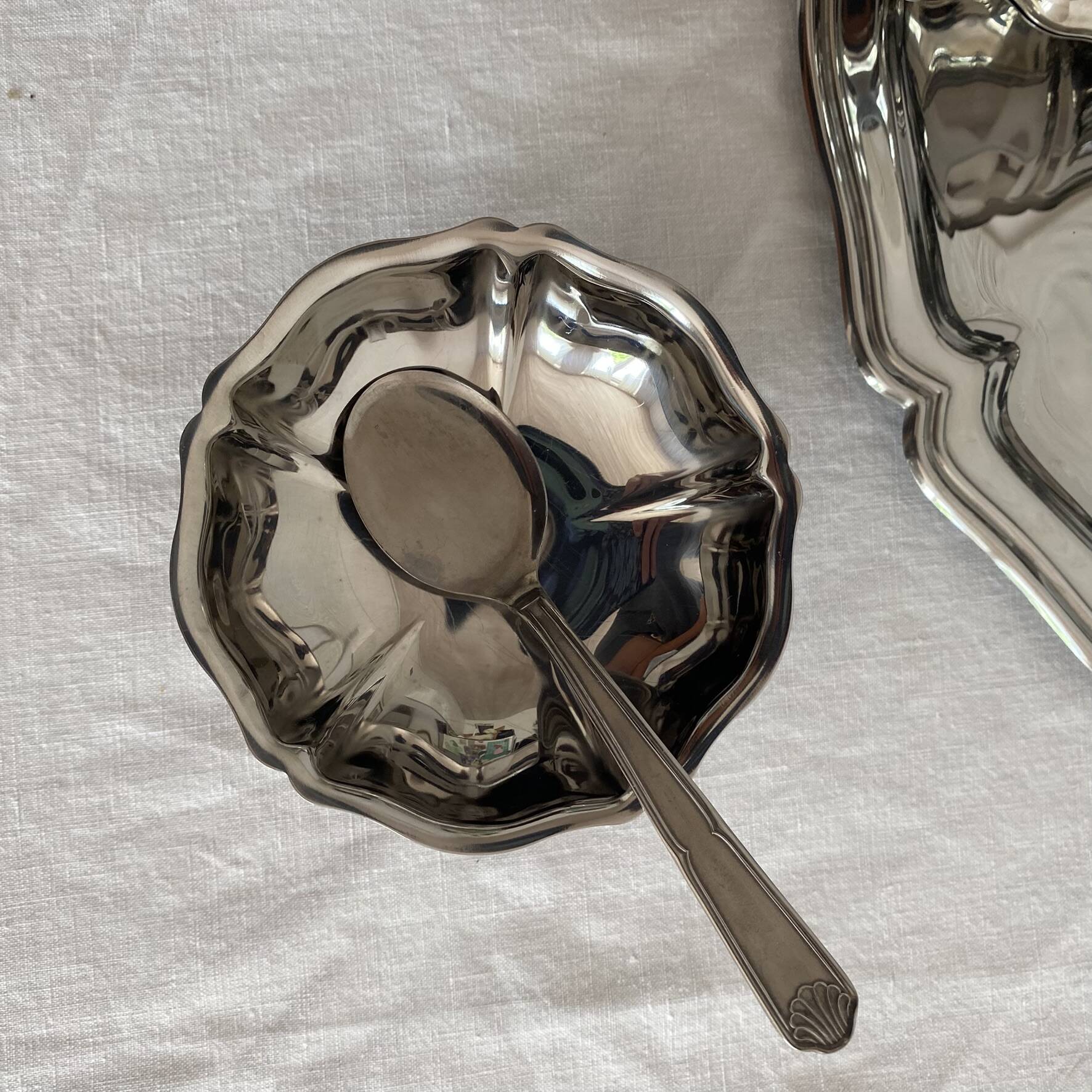 Service à glace en inox  Guy Degrenne , plateau et coupes