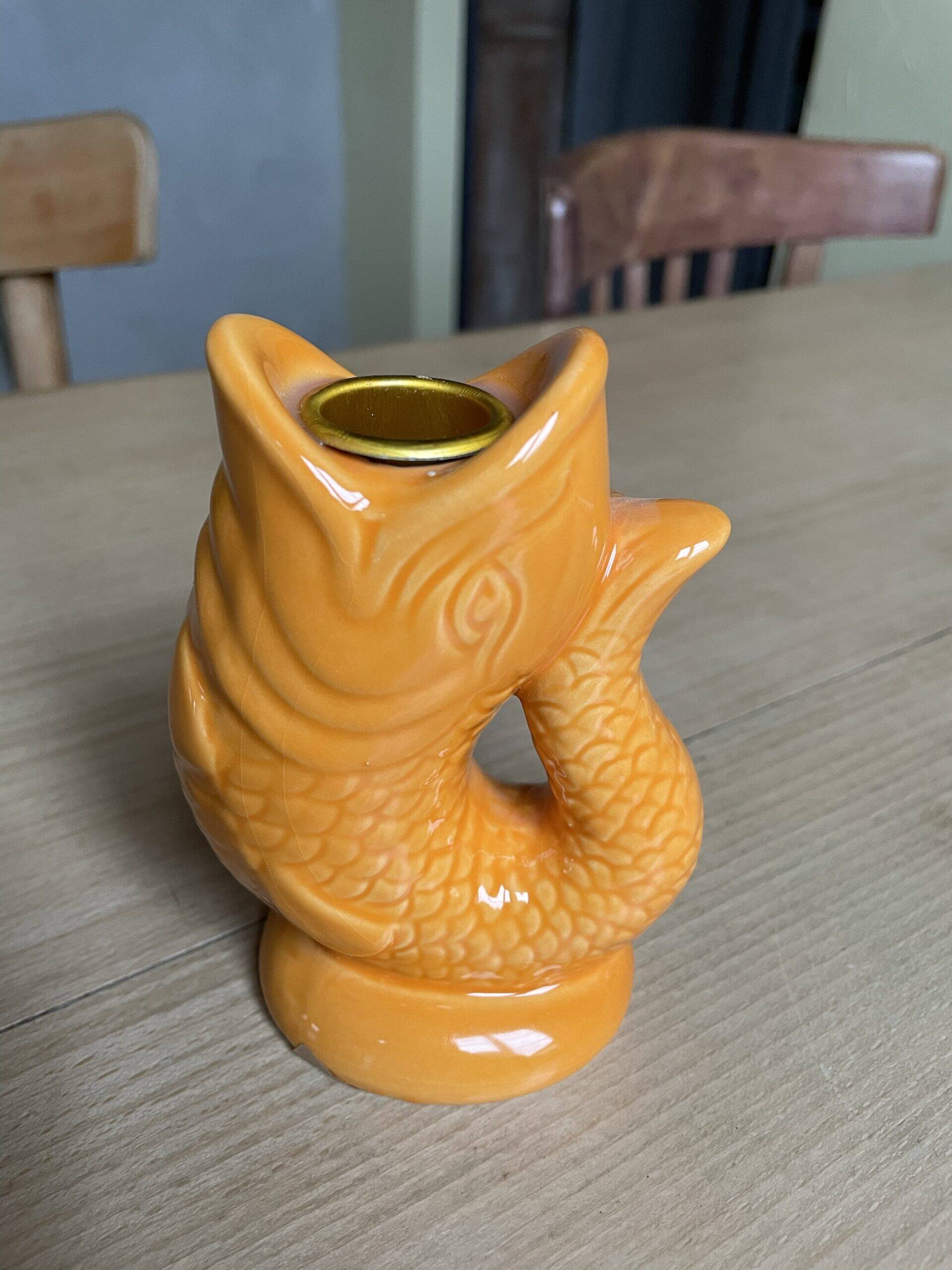 Bougeoir poisson orange