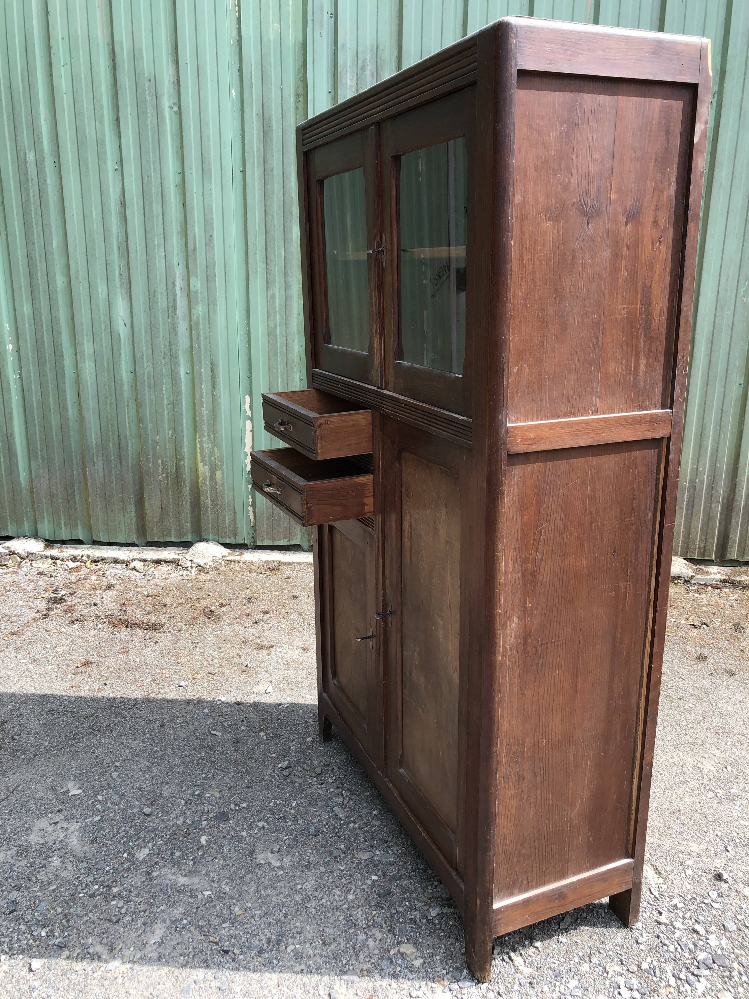 Vintage Parisian pine cabinet.