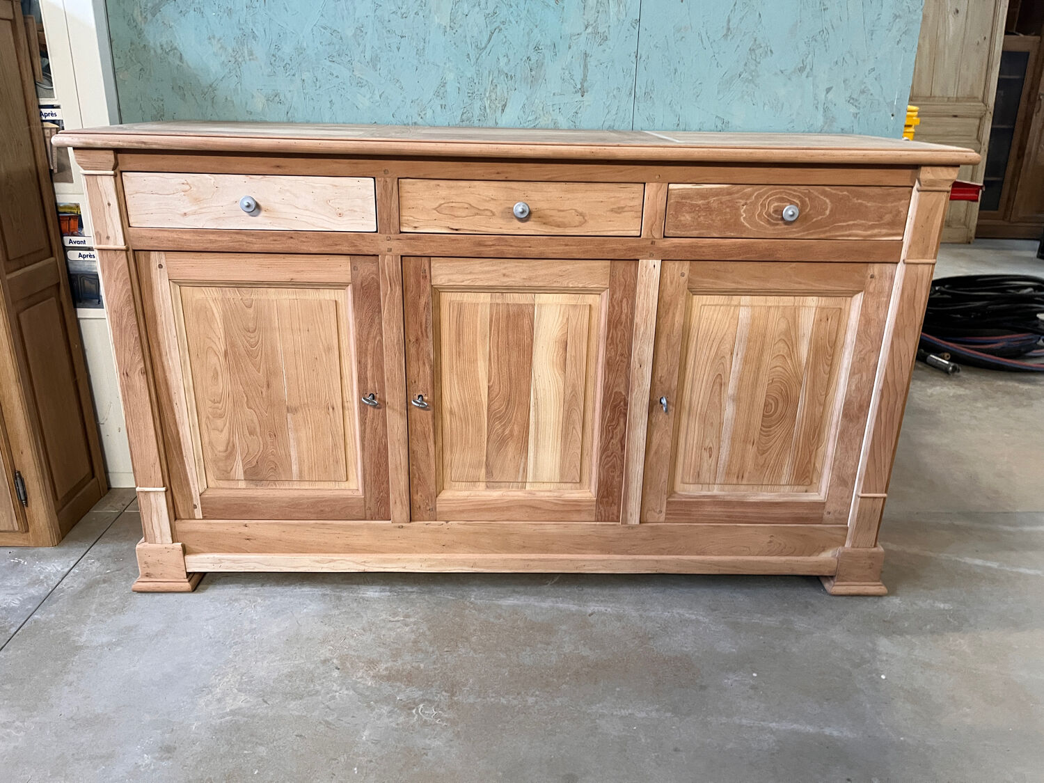 Bahut enfilade vintage en bois brut