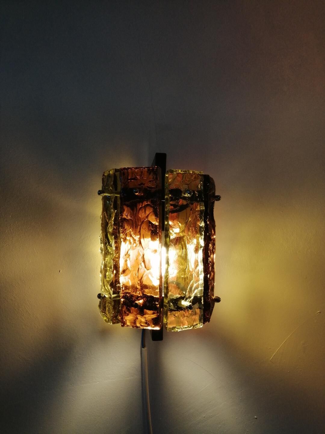 Pair of brutalist wall lamps and hanging lamps