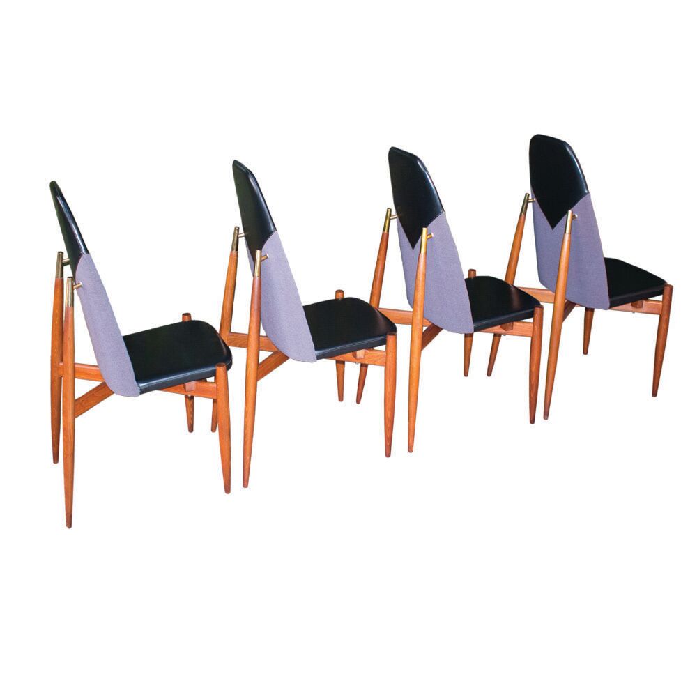 Rare dining chairs by Miroslav Navratil, made in former Czechoslovakia, 1960s, set of 4