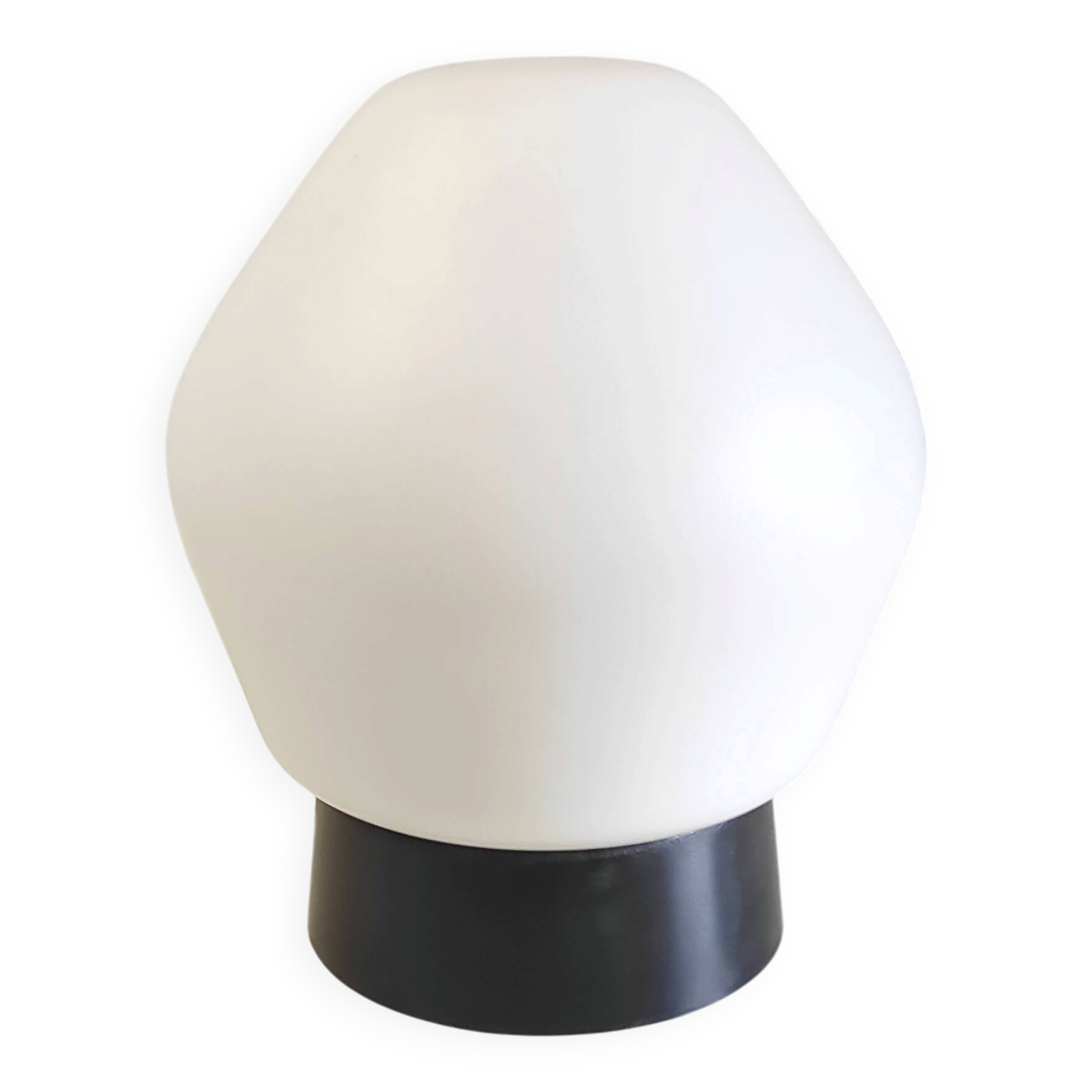 Ceiling light by PHILIPS in white glass and black ABS frame - 70's