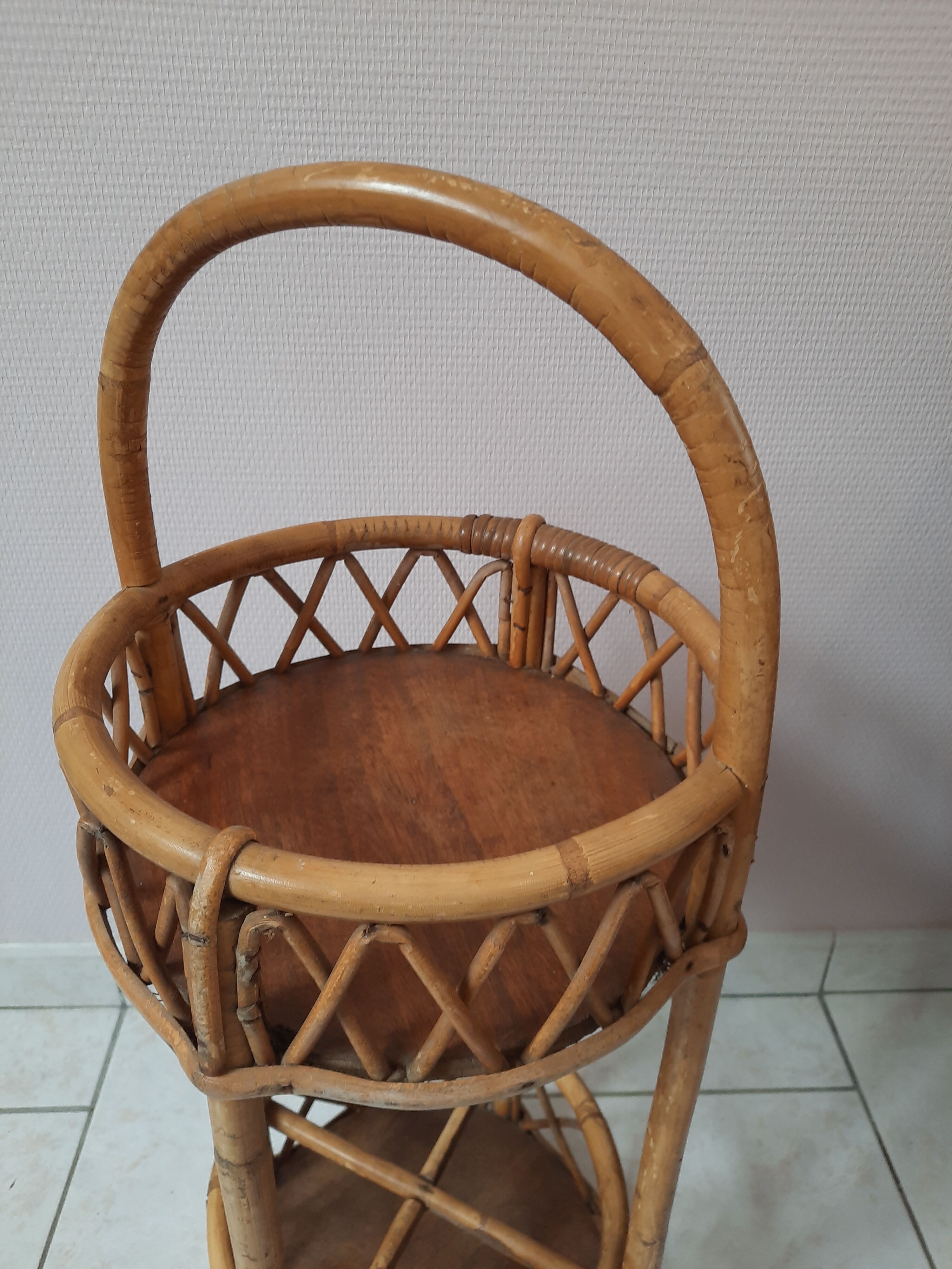 Portable bar in rattan 60s-70s