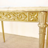 Oval coffee table in marble and brass