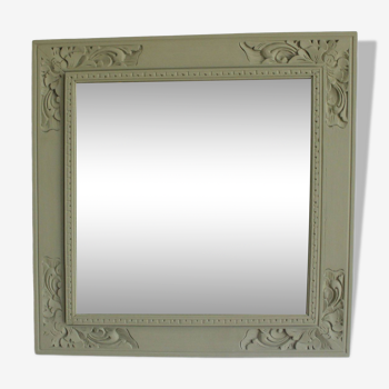 Khaki green patinated square mirror