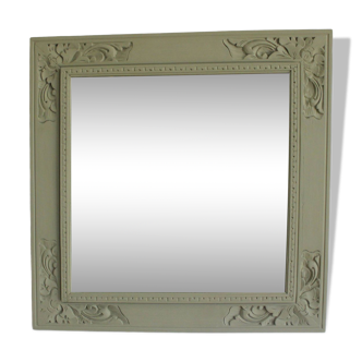 Khaki green patinated square mirror