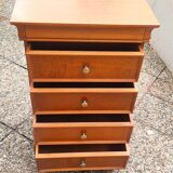 Weekly organizer in solid cherry, 5 drawers, classic Louis Philippe style