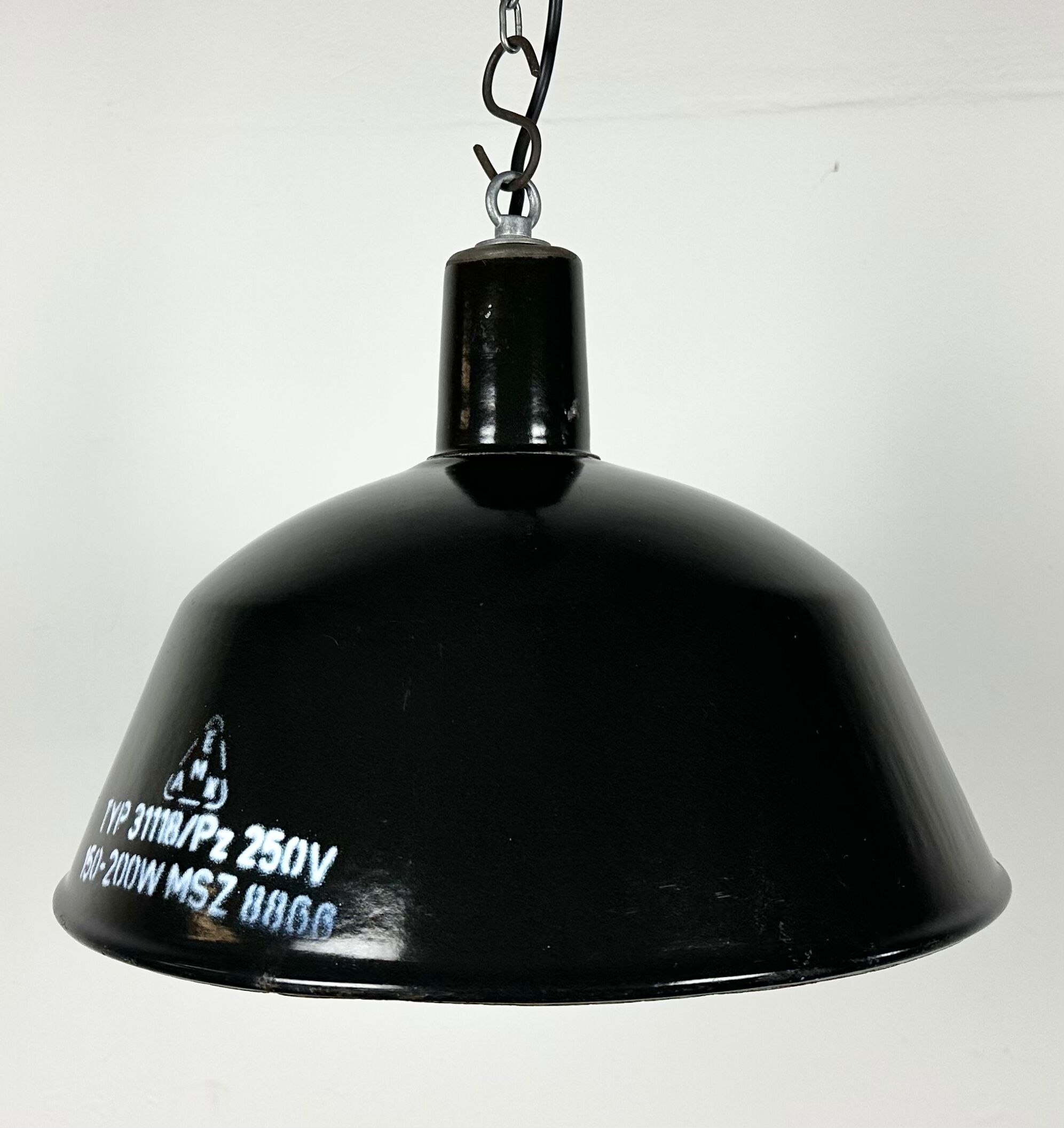 Industrial black enamel pendant lamp from emax, 1960s
