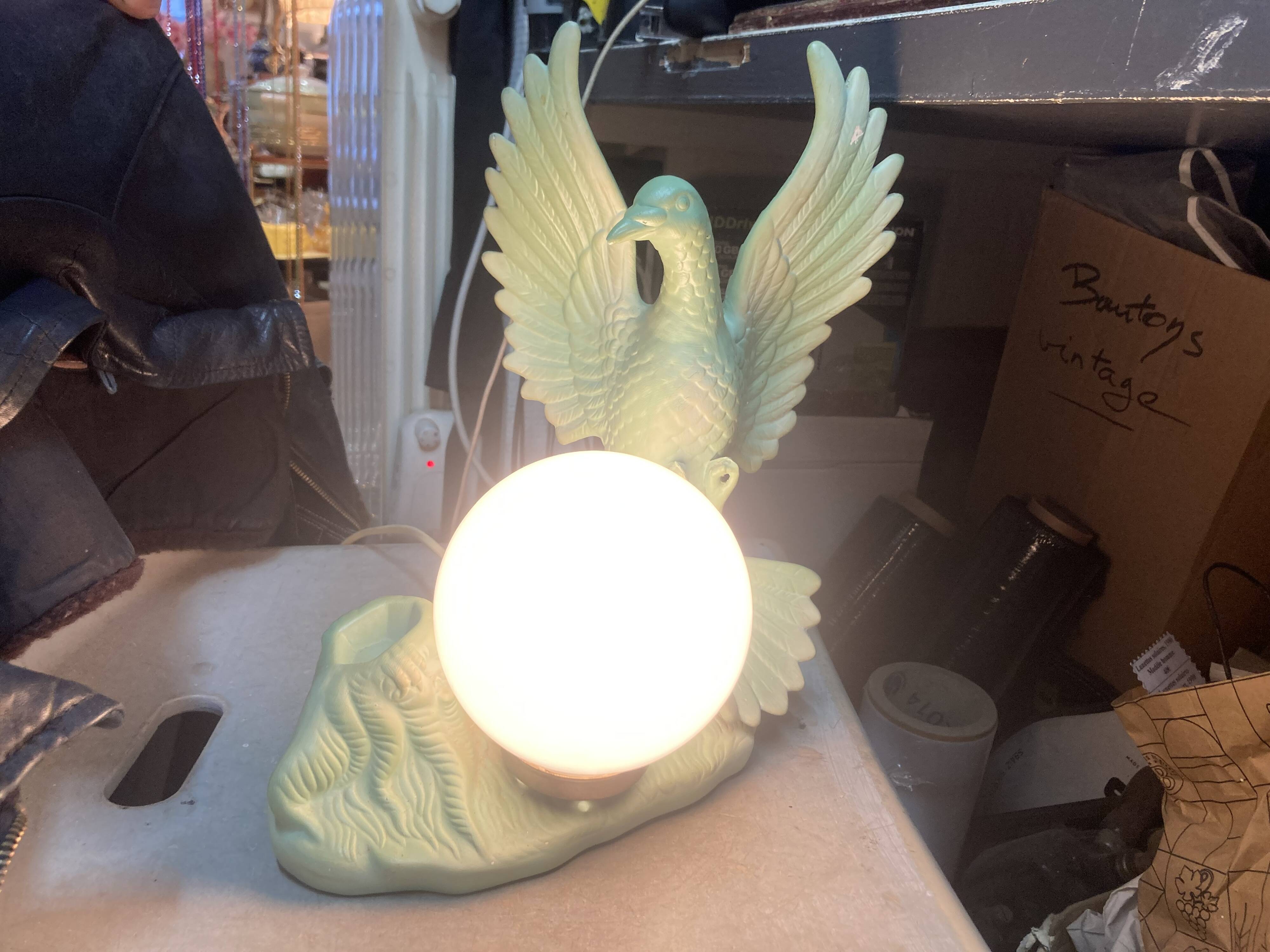 Dove & opaline art deco lamp