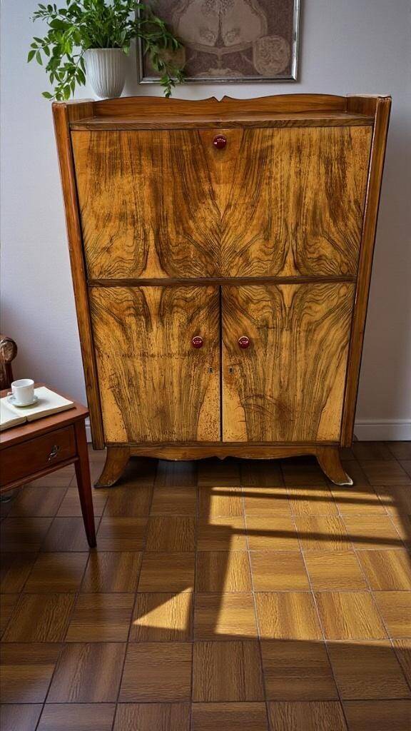 vintage Art Deco wooden armoire / bar