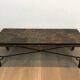 Rare coffee table in steel and wrought iron with a top made of lava stones