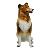 Large Italian Ceramic Sitting Collie Dog Sculpture, 1970s
