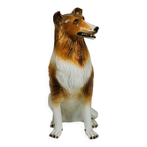 Large Italian Ceramic Sitting Collie Dog Sculpture, 1970s