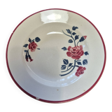 Shallow bowl half porcelain Badonviller rose pattern