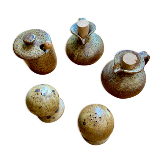 Servant set with sandstone condiments 70s