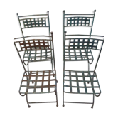 Suite de 4 chaises patine verte
