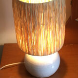 Ceramic table lamp and rafia
