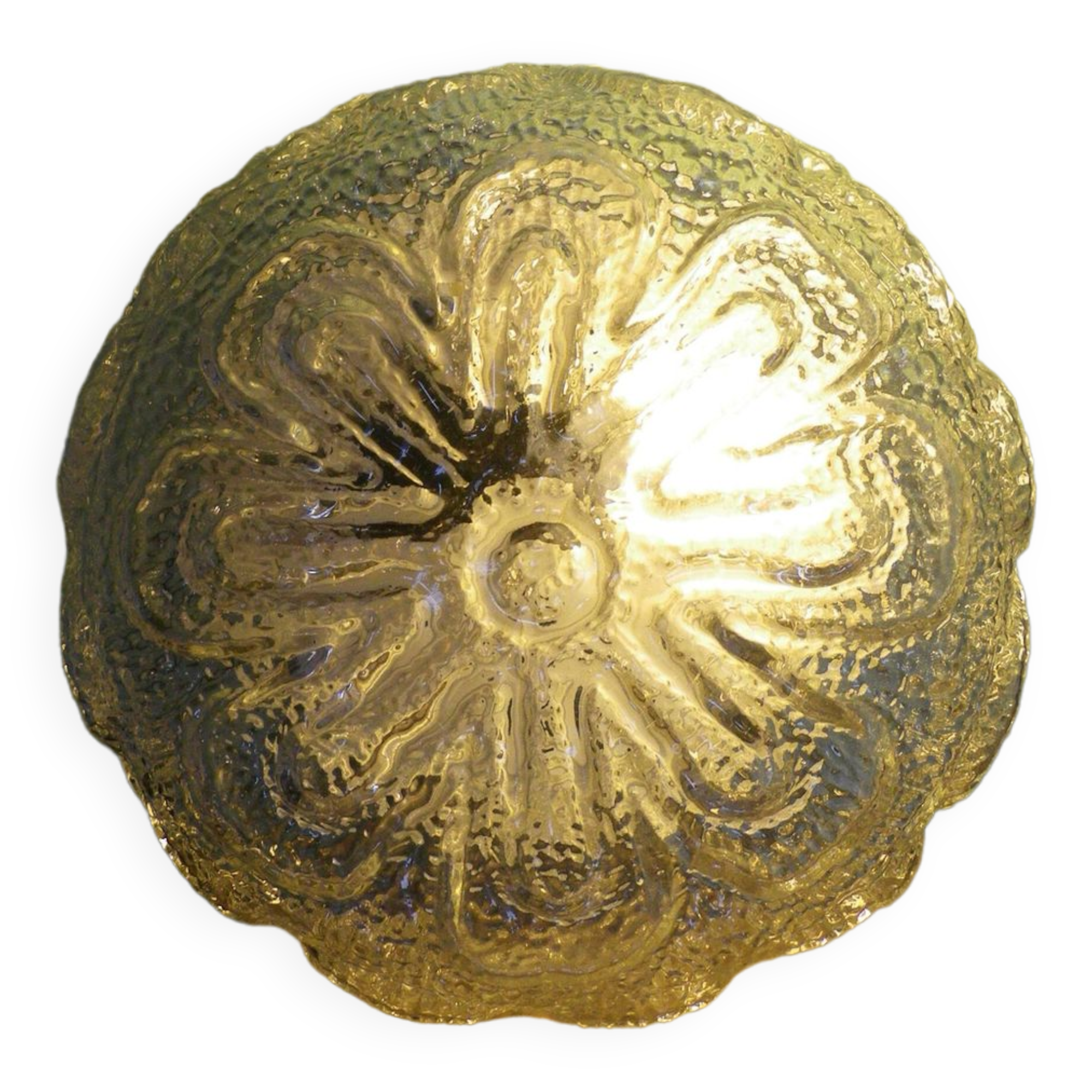 Round pressed glass ceiling light, floral center