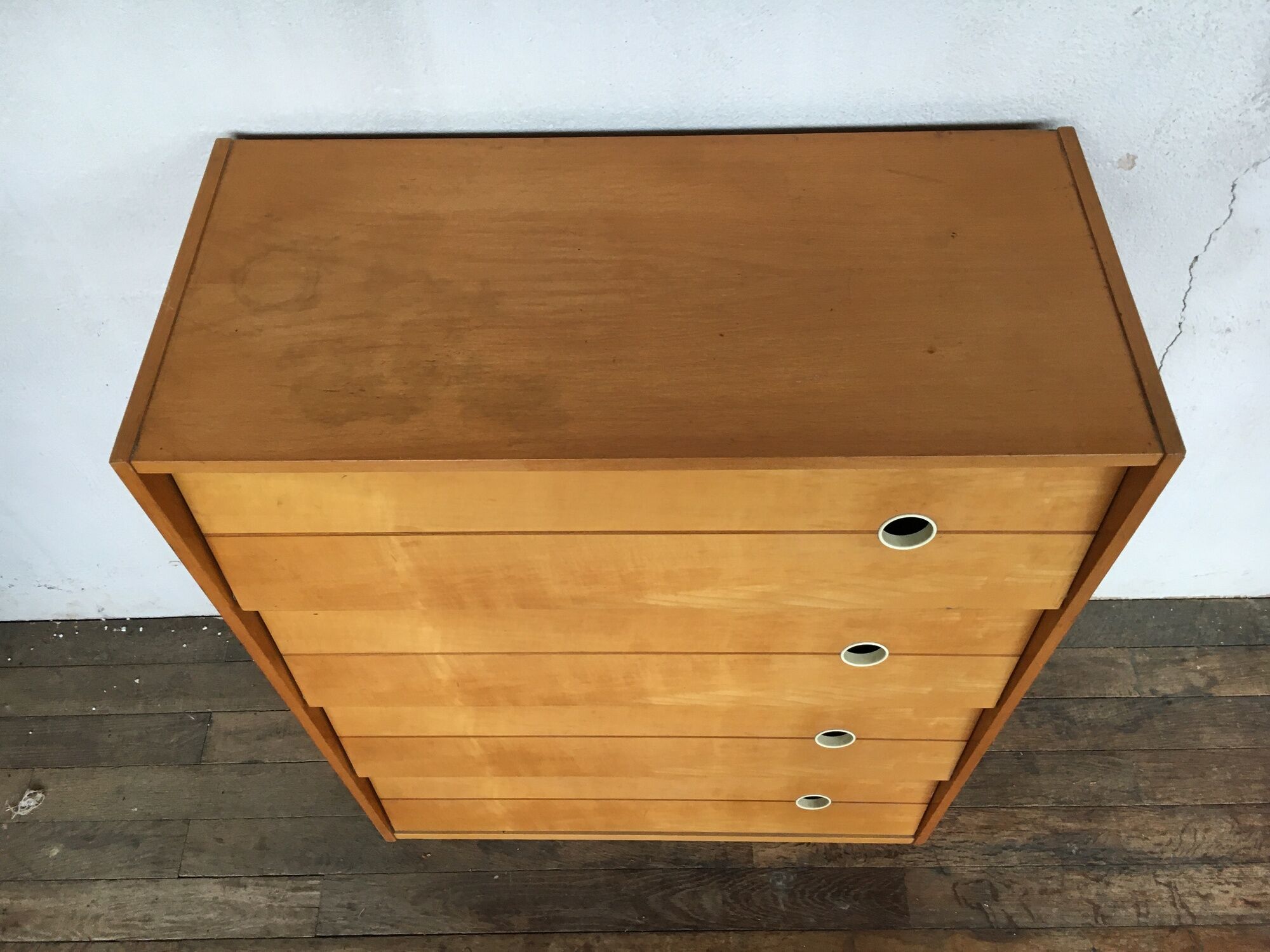 Shoe cabinet in light wood year 1960 vintage
