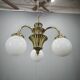 1930s Czechoslovak Art Deco Brass and Opaline Glass Chandelier