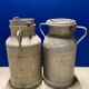 Pair of farm milk jars aluminum cans