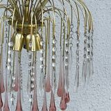 Lustre cascade en verre de murano