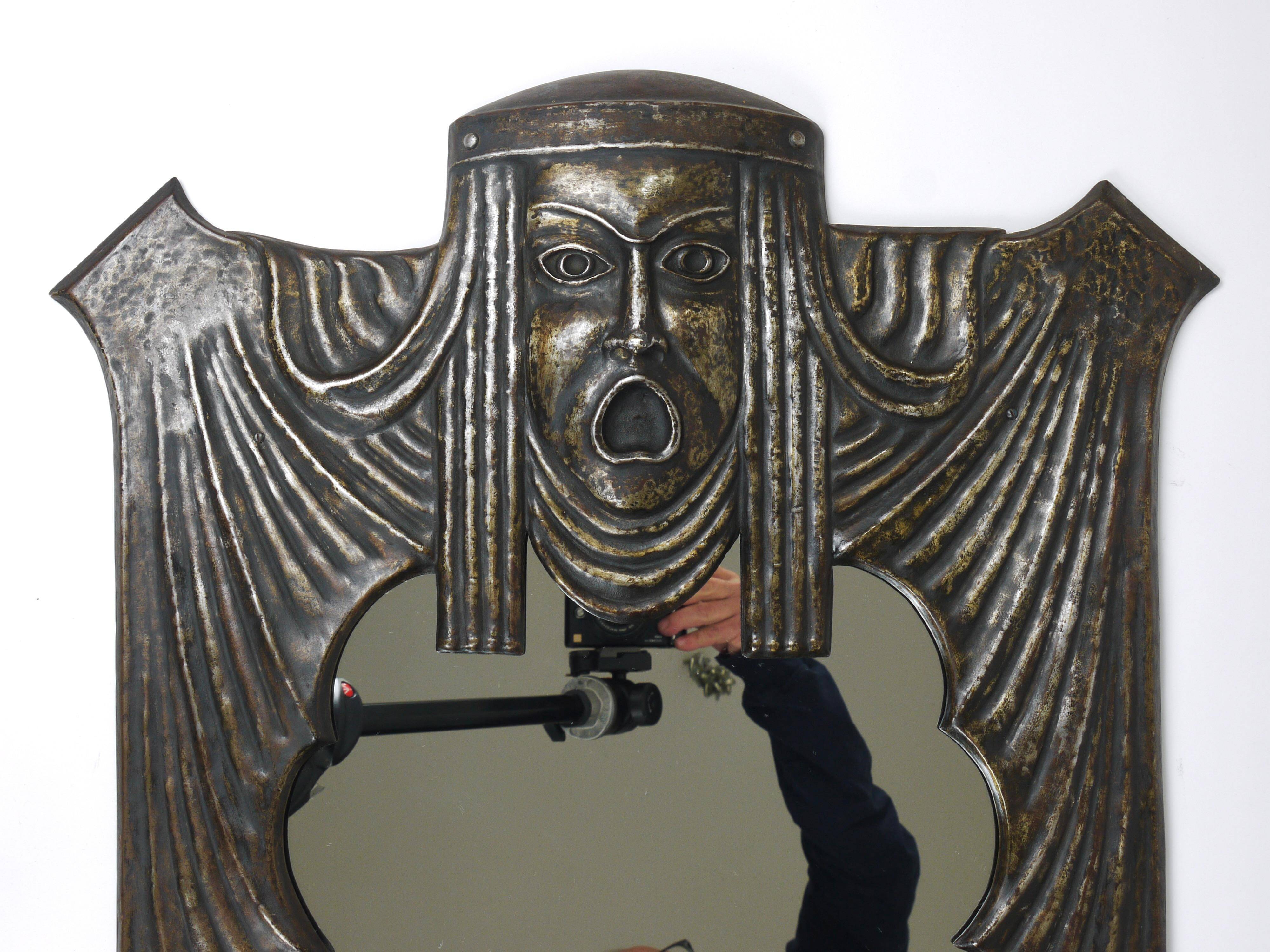 Theatre wall mirror "Tragedy" Vienna Secession Art Nouveau Gustav Klimt, attributed.