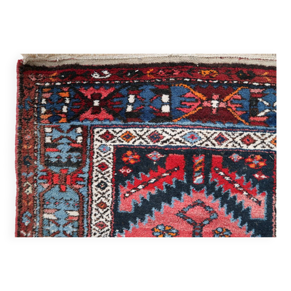 Antique Persian Handmade Hamadan Runner Rug, 3.4' x 7.7' (106cm x 237cm), 1920s