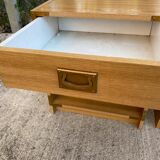 2 Scandinavian wooden boat-style bedside tables