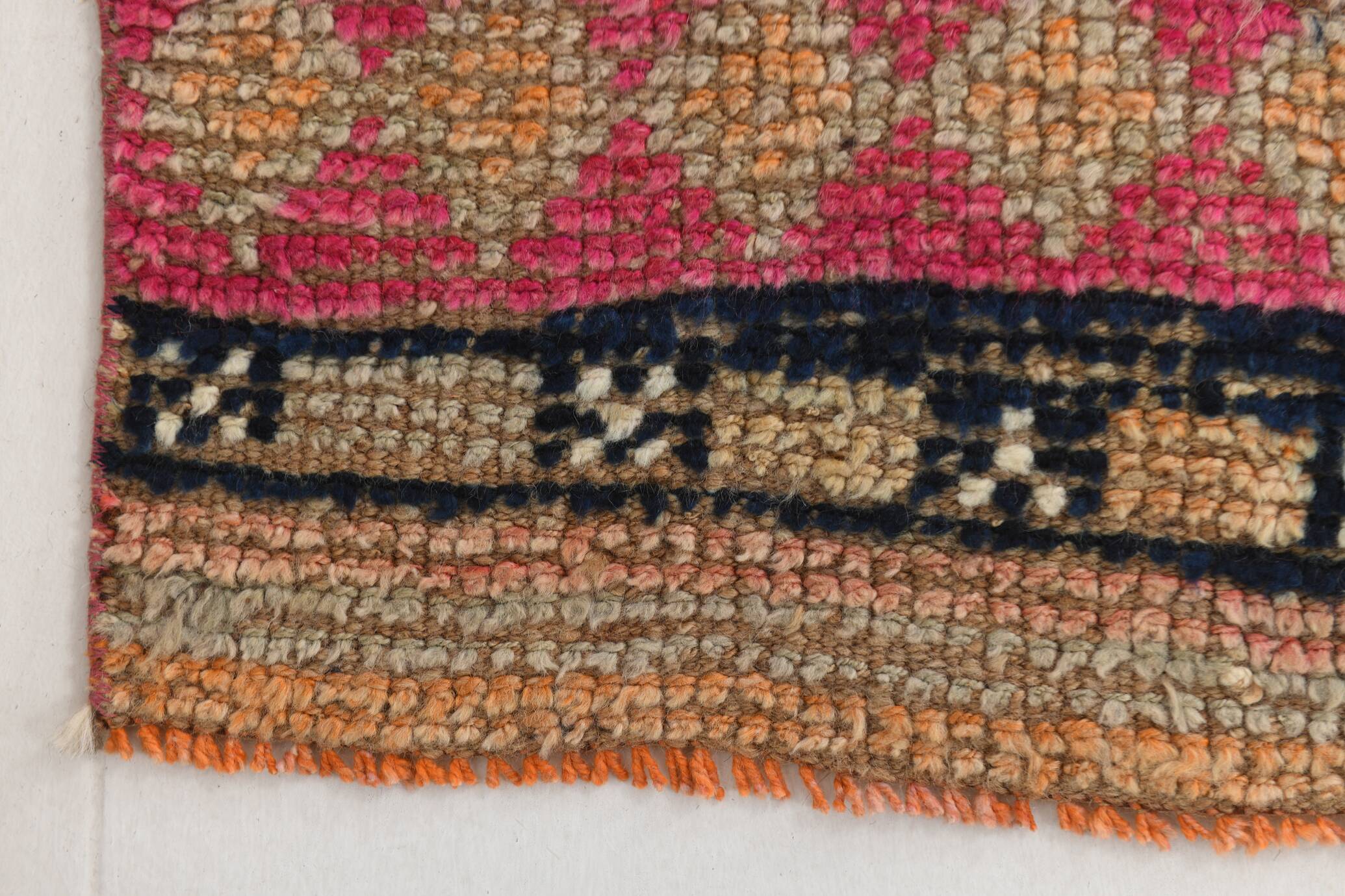 Pink & Beige Tribal Motifs Vintage Runner Rug, 63x295 Cm