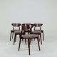 6 brown Scandinavian dining chairs