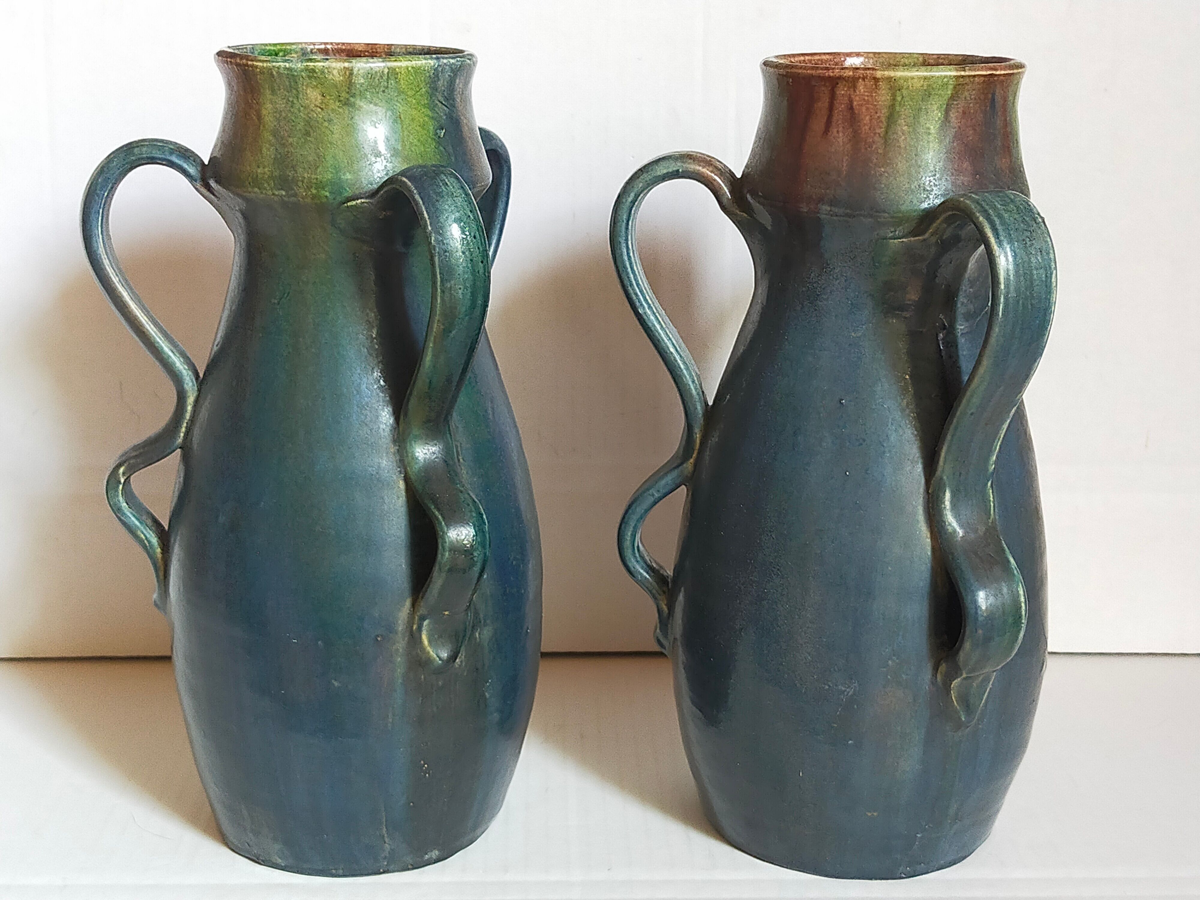 Duo of Flemish pottery of Charles and Auguste Maes early twentieth century