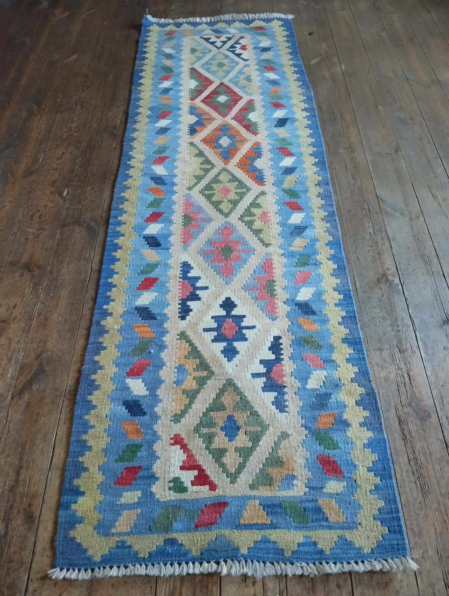 Handmade Persian Qashqai hallway rug 209x64cm