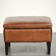 Ottoman, pouf en cuir de mouton cognac