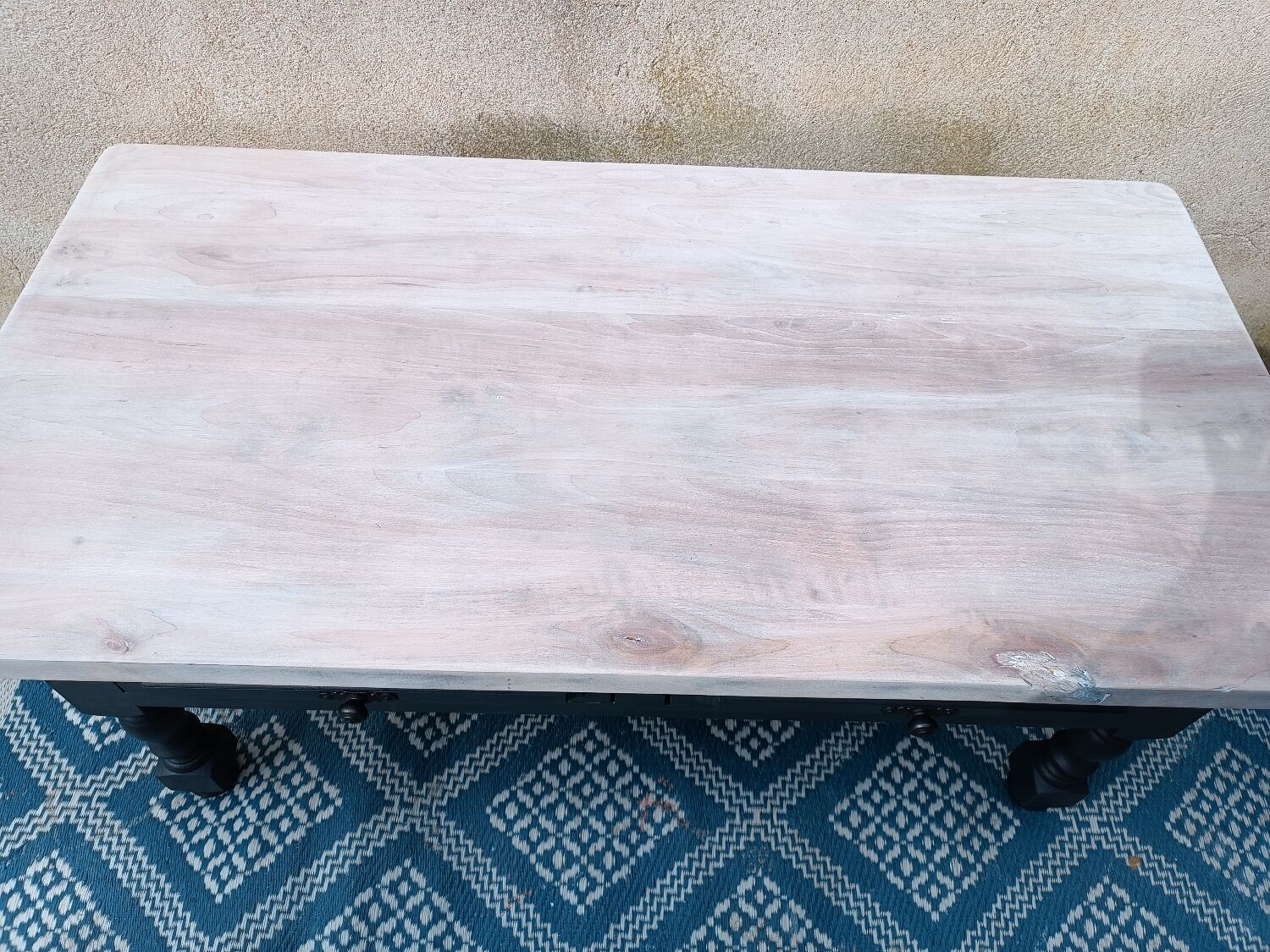 Solid wood coffee table with limed top