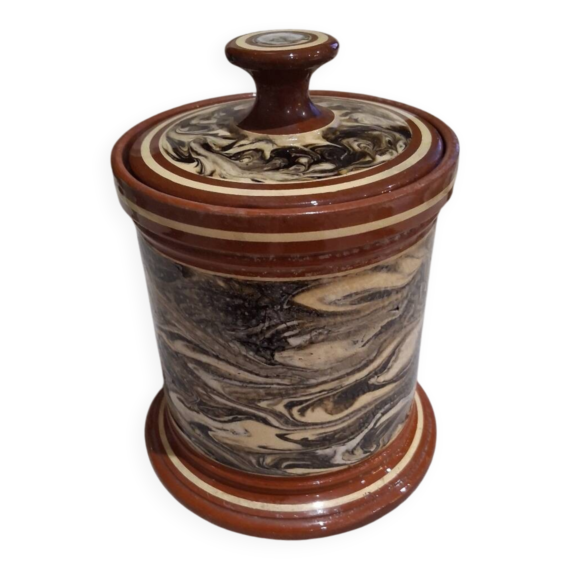 Marbled sugar bowl SARREGUEMINES