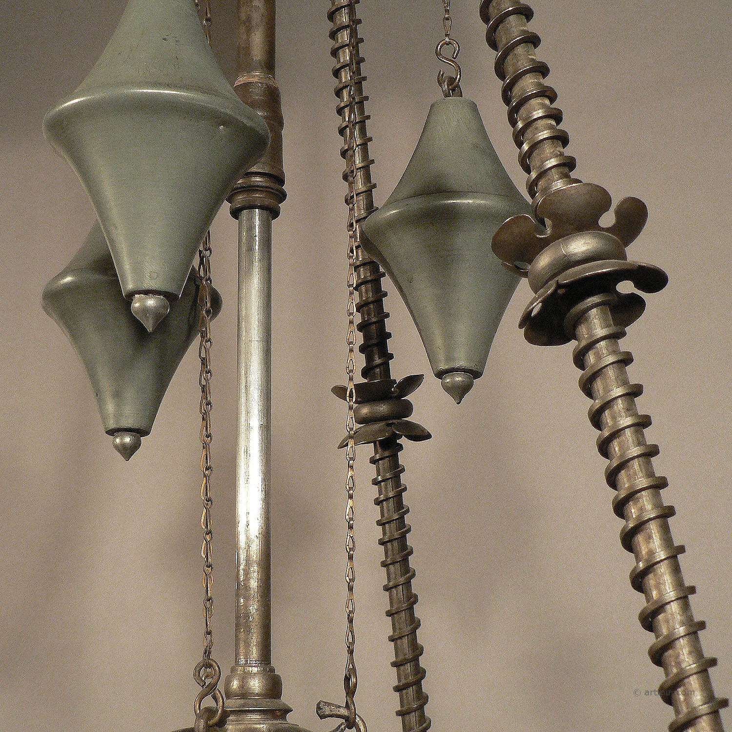 Antique medieval wrought iron chandelier from a German castle.