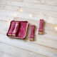 4 red and gold art deco ceramic knife holders