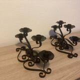2 wrought iron candlesticks