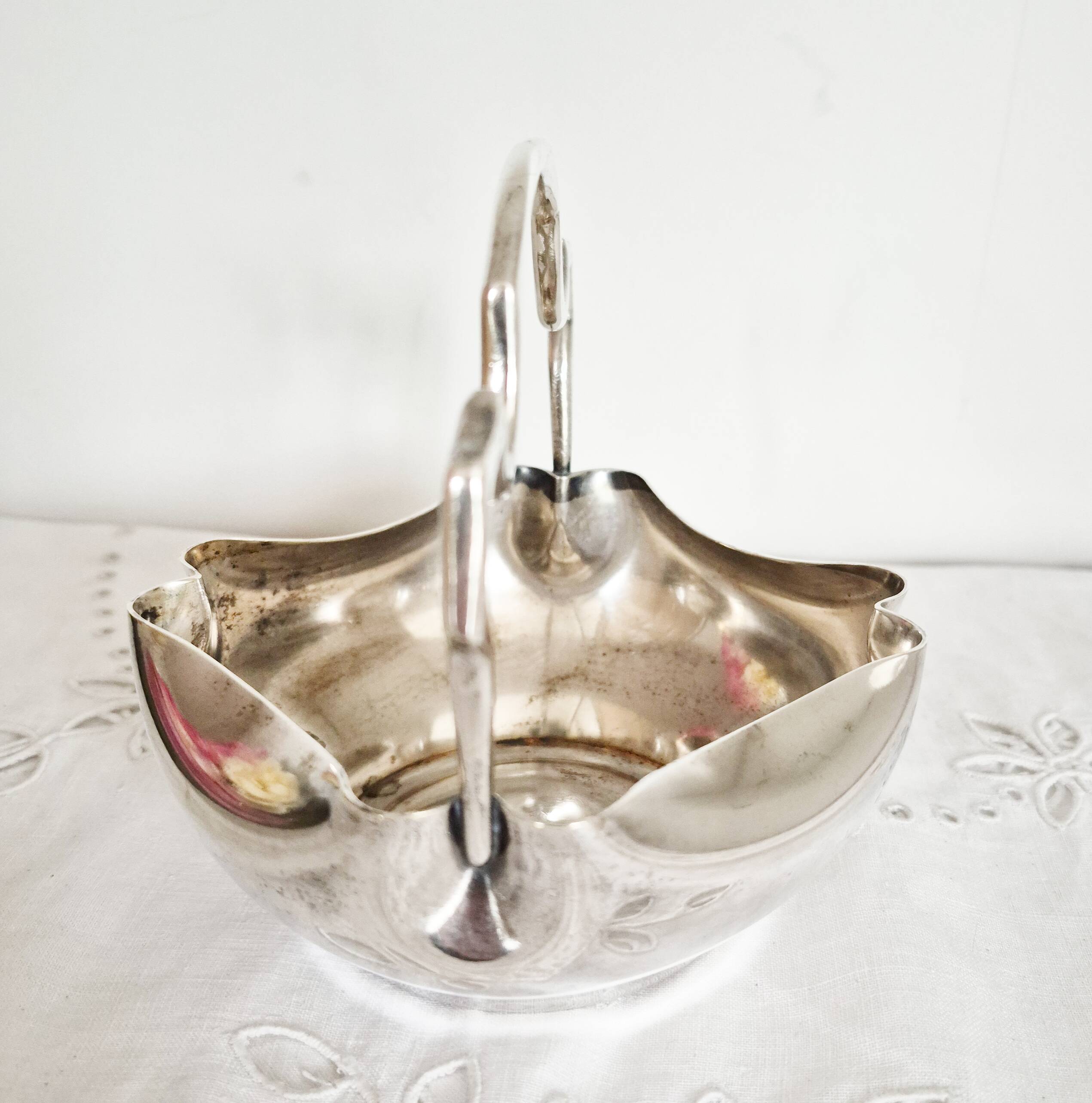 Antique silver-plated metal sugar bowl