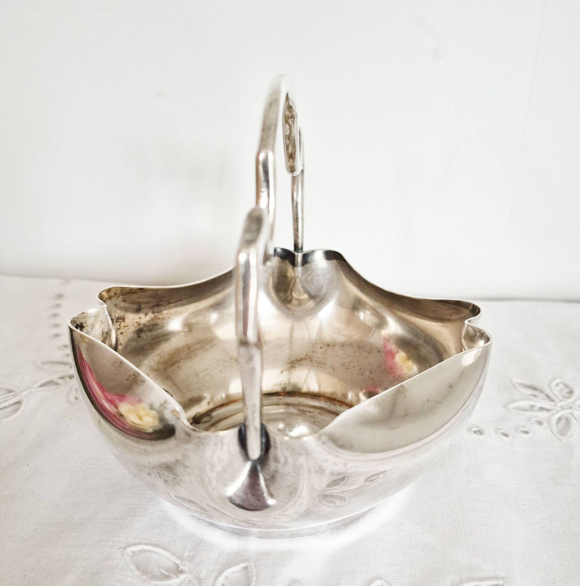 Antique silver-plated metal sugar bowl