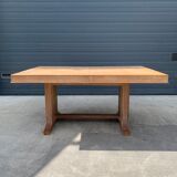 Table à manger art déco en chêne cérusé vers 1940